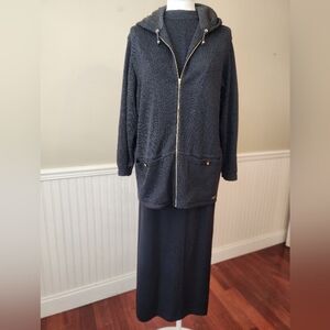 St. John Black Knit Jacket, Tunic, & Skirt Set